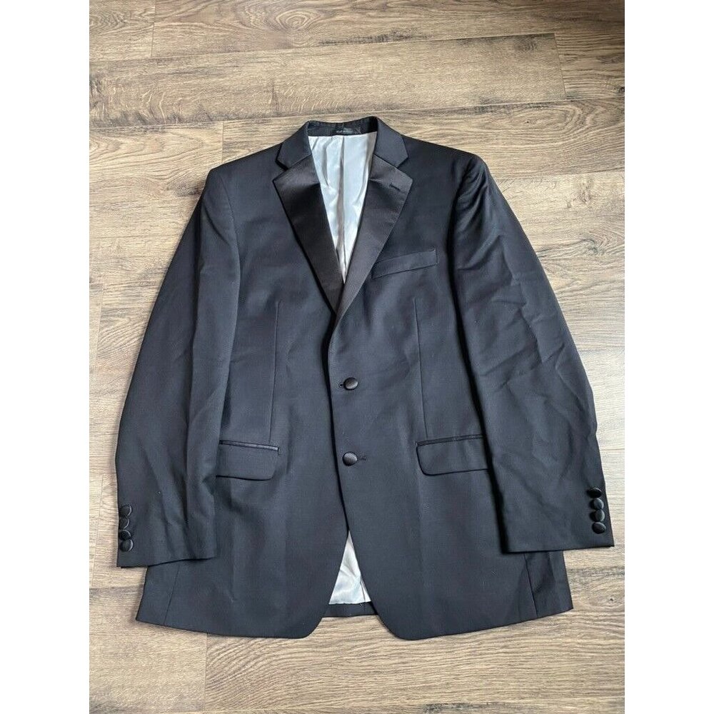 EUC MENS Calvin Klein 100% wool black 2 button sport blazer suit jacket size 40R
